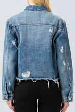 Load image into Gallery viewer, CLASSIC DENIM JACKET WITH RAW HEM
