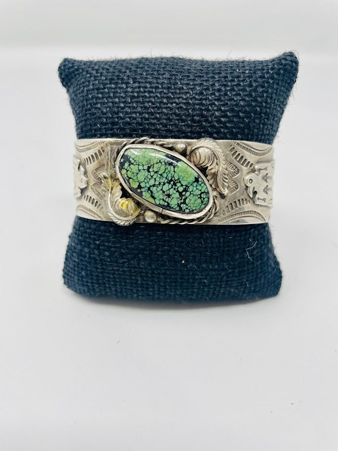 Sterling Silver Cuff with Green Turquoise Stone
