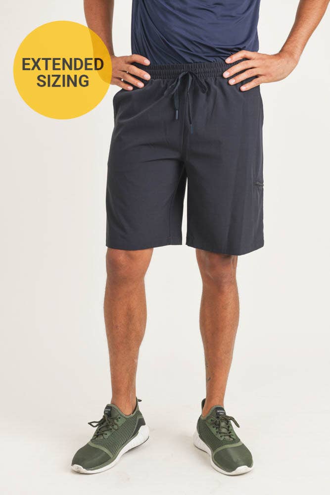 MEN - EXTENDED Active Drawstring Shorts with Zippered