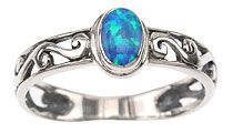 Blue Simu Opal Ring