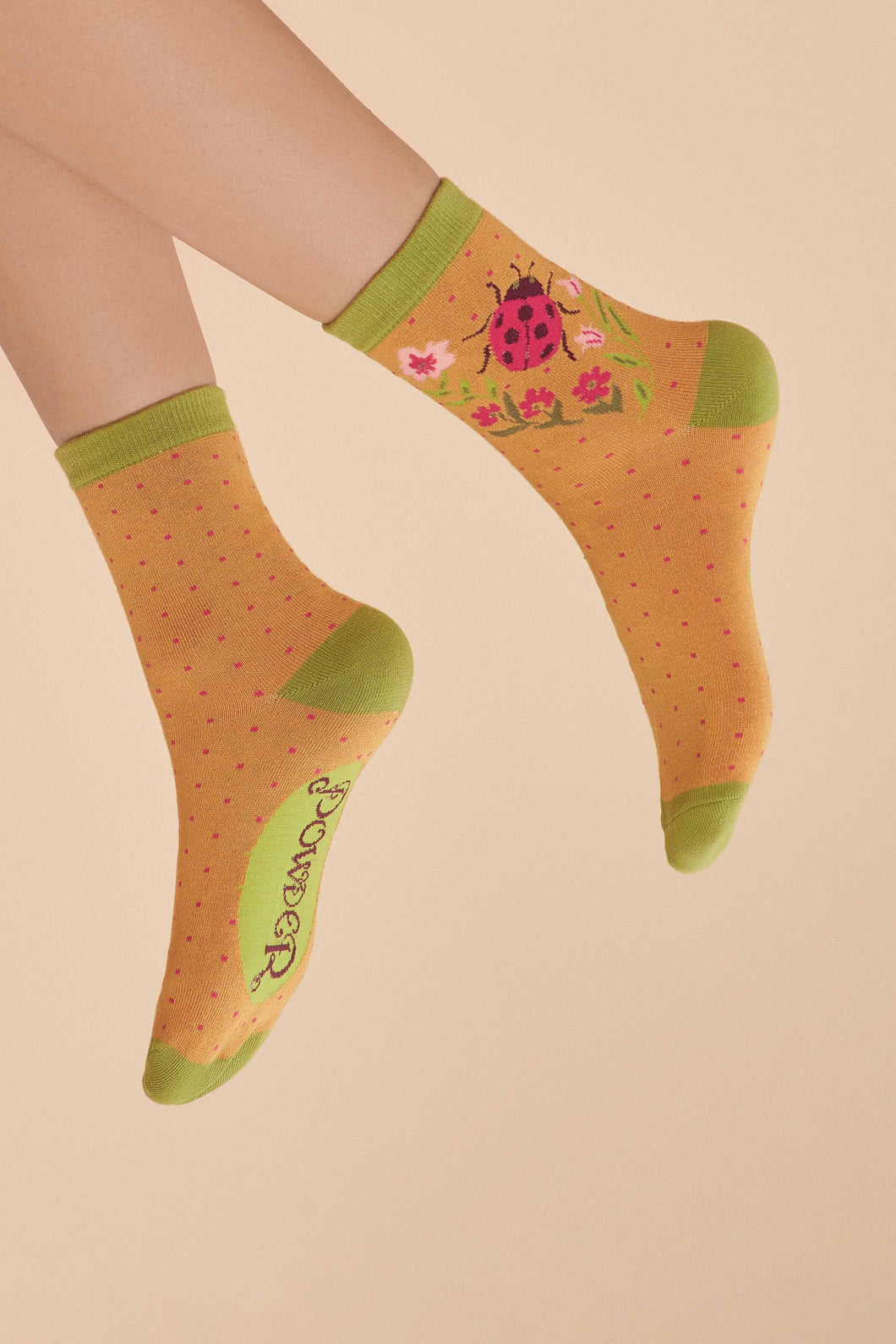 Ladybird Ankle Socks - Mustard