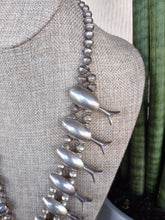 Load image into Gallery viewer, Sterling Silver Navajo Pearls Squash Blossom Necklace Bead Work
