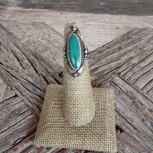 Load image into Gallery viewer, Navajo Turquoise and Silver Ring circa 1950-60s, size 4
